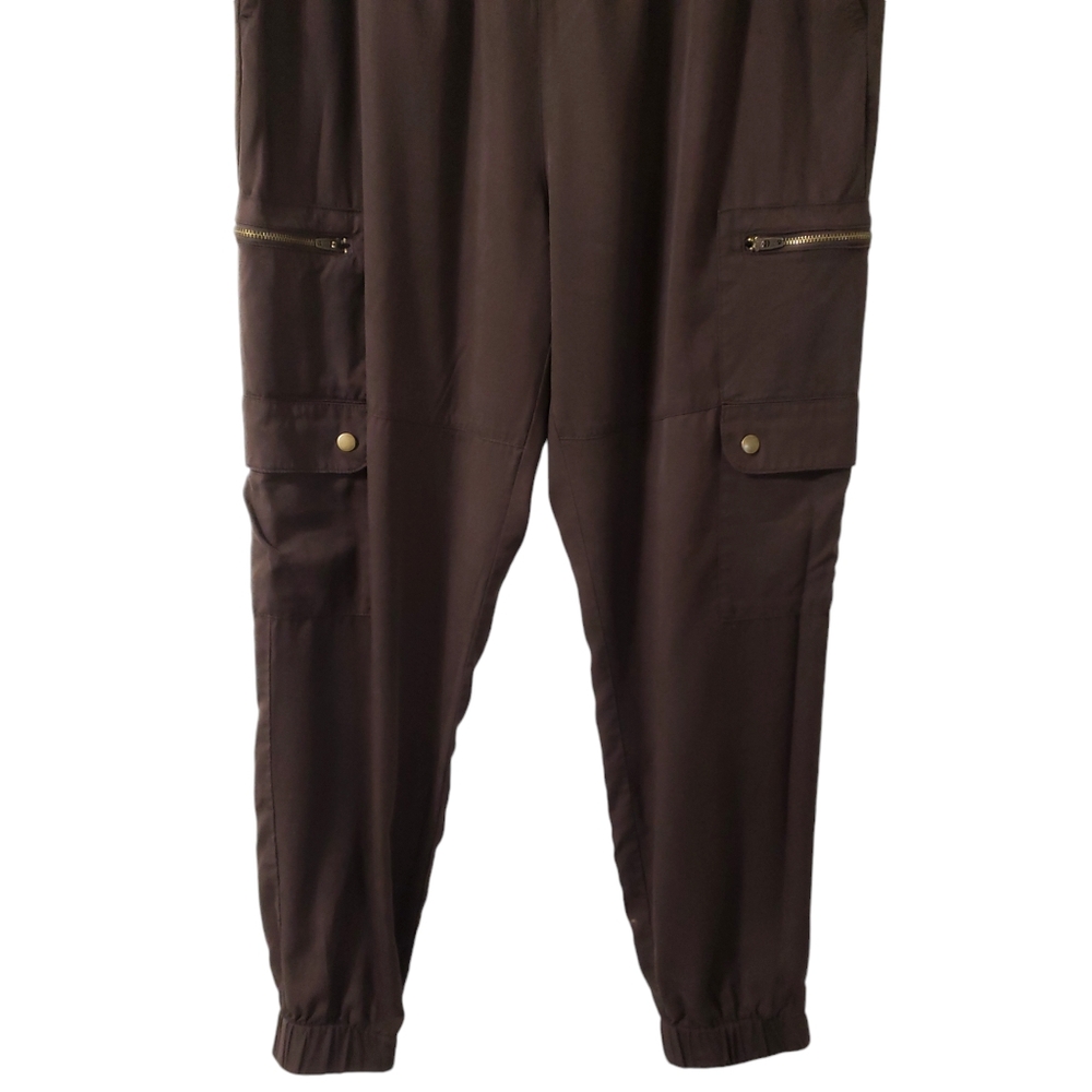 Banana Republic Soft Tencel Cargo Jogger Pants Dark Oak Brown Sz Large 536089 - Picture 3 of 14